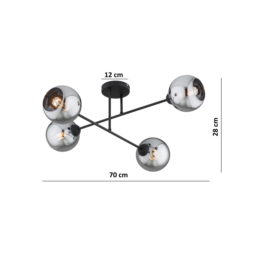 Brilagi - Pinnapealne lühter DIOR 4xE27/60W/230V must/suitsuhall