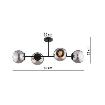 BRILAGI - Pinnapealne lühter DIOR 4xE27/60W/230V must/suitsuhall