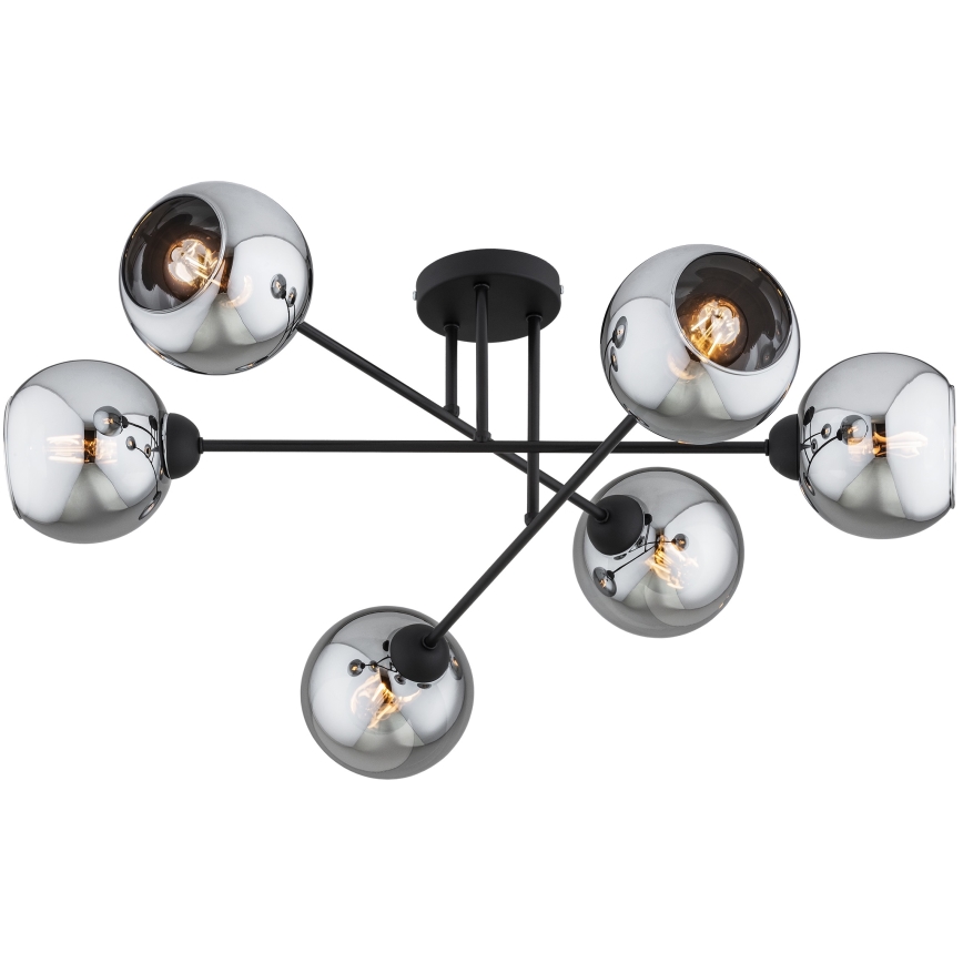 Brilagi - Pinnapealne lühter DIOR 6xE27/60W/230V must/suitsuhall