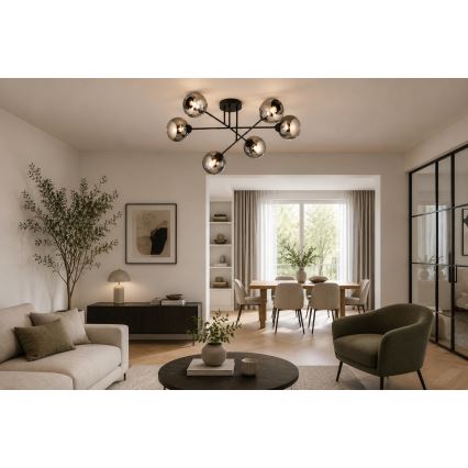 Brilagi - Pinnapealne lühter DIOR 6xE27/60W/230V must/suitsuhall