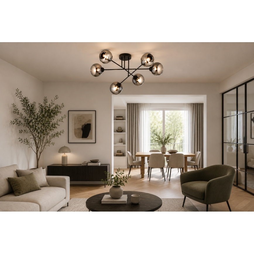 Brilagi - Pinnapealne lühter DIOR 6xE27/60W/230V must/suitsuhall