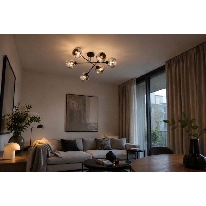 Brilagi - Pinnapealne lühter DIOR 6xE27/60W/230V must/suitsuhall