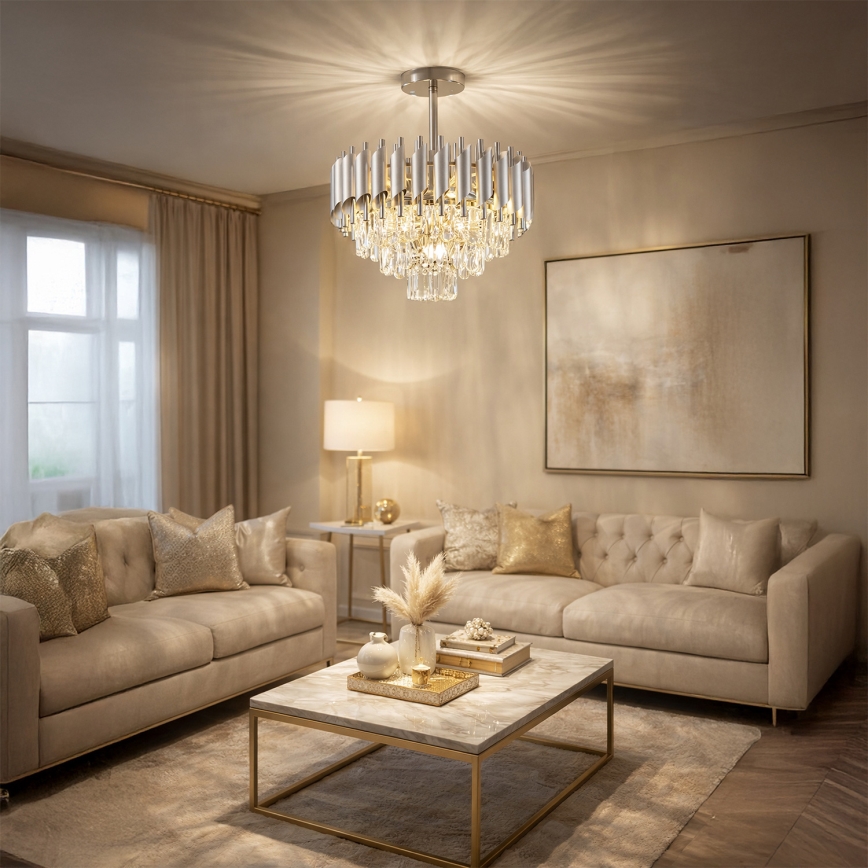 Brilagi - Pinnapealne lühter ECLIPSE 5xE14/10W/230V läbimõõt 38 cm hõbedane