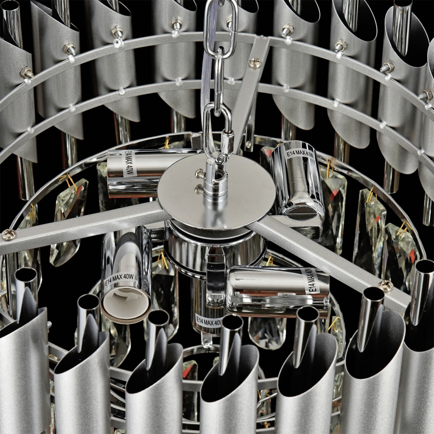 Brilagi - Pinnapealne lühter ECLIPSE 5xE14/10W/230V läbimõõt 38 cm hõbedane