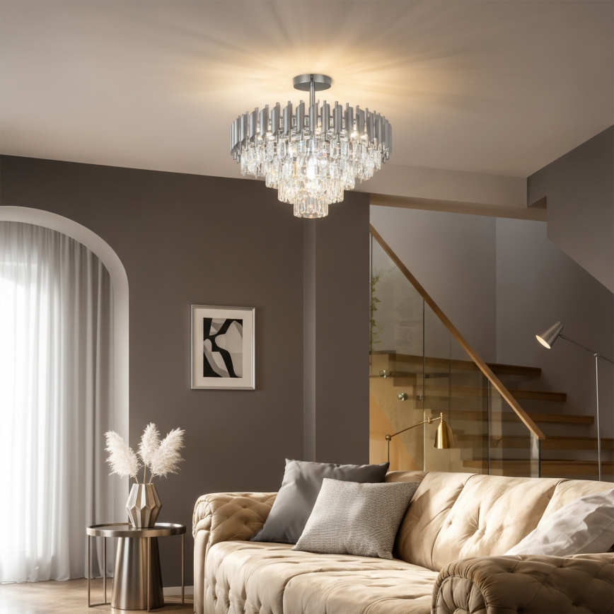 Brilagi - Pinnapealne lühter ECLIPSE 7xE14/10W/230V, läbimõõt 48 cm, hõbedane