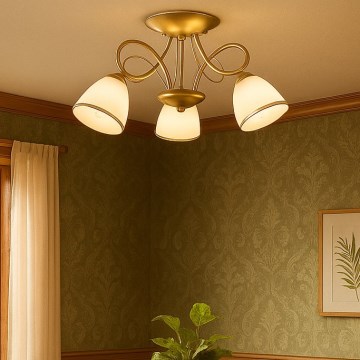 Brilagi - pinnapealne lühter FRED 3xE27/60W/230V, läbimõõt 59 cm, kuldne