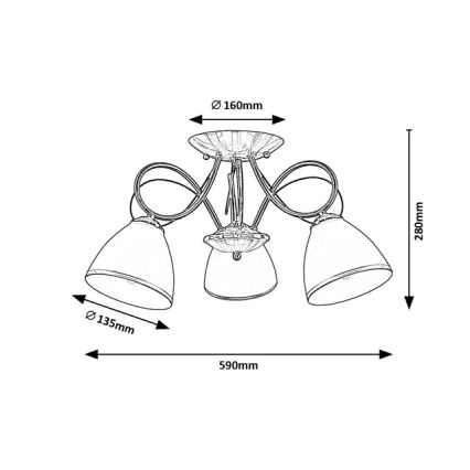 Brilagi - Pinnapealne lühter FRED 3xE27/60W/230V, läbimõõt 59 cm, pronksviimistlusega