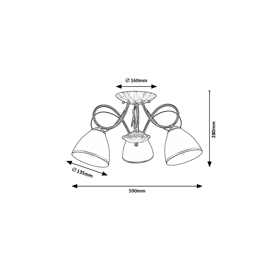 Brilagi - Pinnapealne lühter FRED 3xE27/60W/230V, läbimõõt 59 cm, pronksviimistlusega
