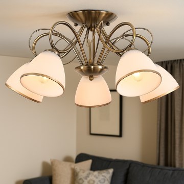 Brilagi - Pinnapealne lühter FRED 5xE27/60W/230V läbimõõduga 59 cm pronks