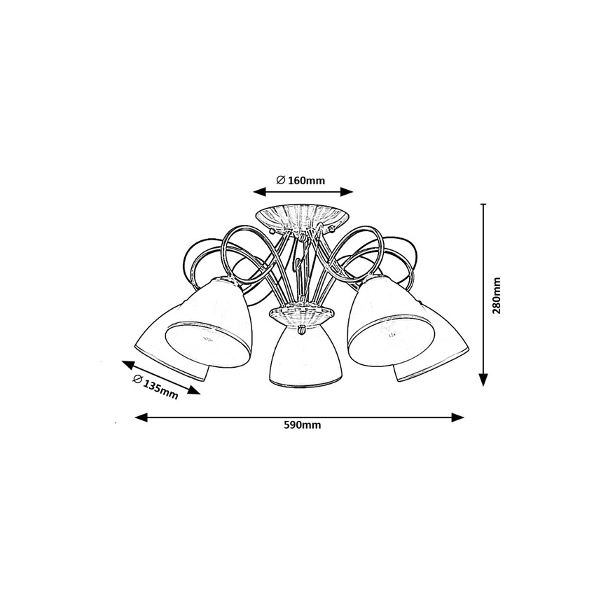 Brilagi - Pinnapealne lühter FRED 5xE27/60W/230V läbimõõduga 59 cm pronks