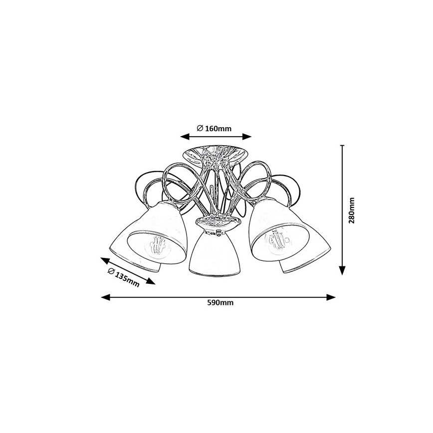 Brilagi - Pinnapealne lühter FRED 5xE27/60W/230V Ø 59 cm läikiv kroom