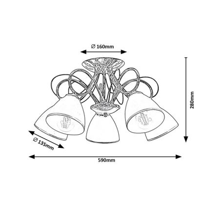 Brilagi - Pinnapealne lühter FRED 5xE27/60W/230V Ø 59 cm läikiv kroom