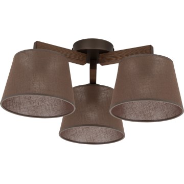 Brilagi - Pinnapealne lühter LATTE 3xE27/60W/230V männipuit/pruun