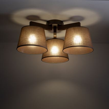 Brilagi - Pinnapealne lühter LATTE 3xE27/60W/230V männipuit/pruun