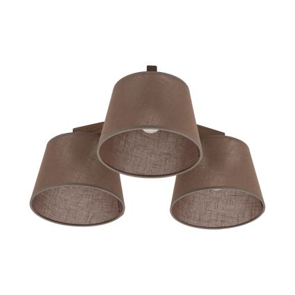 Brilagi - Pinnapealne lühter LATTE 3xE27/60W/230V männipuit/pruun