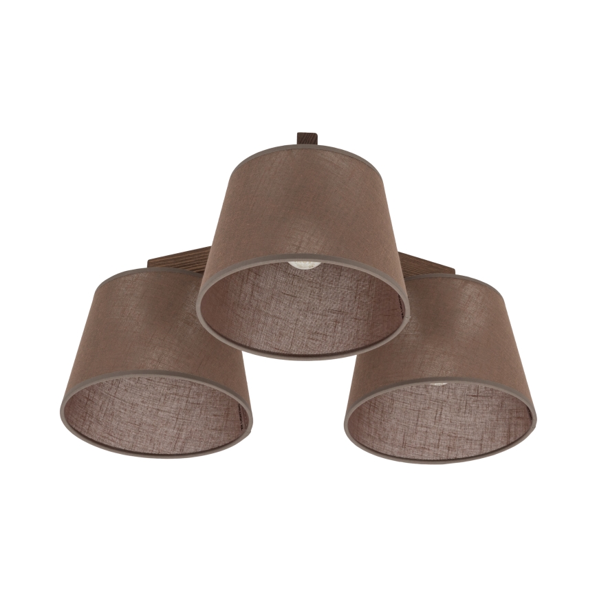 Brilagi - Pinnapealne lühter LATTE 3xE27/60W/230V männipuit/pruun