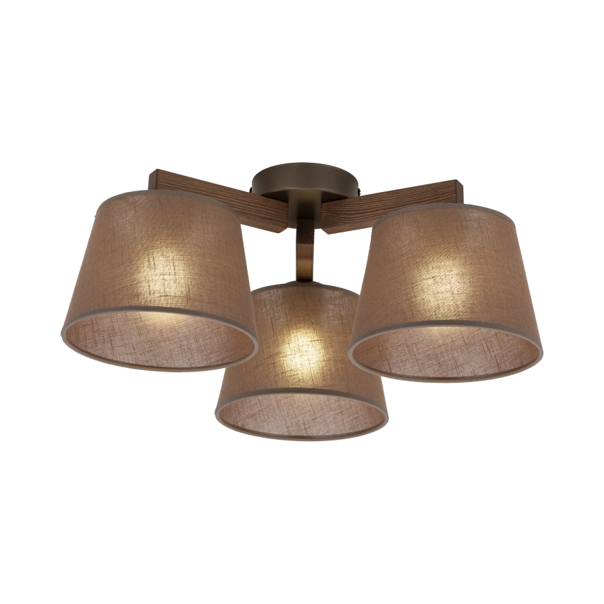 Brilagi - Pinnapealne lühter LATTE 3xE27/60W/230V männipuit/pruun