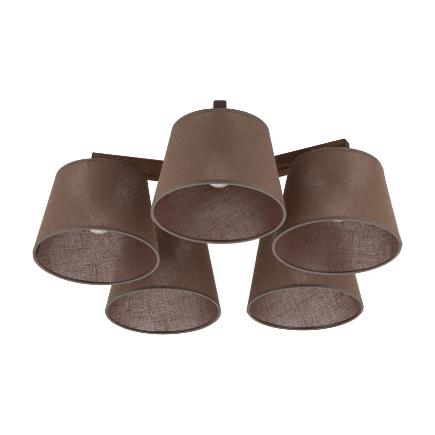 Brilagi - Pinnapealne lühter LATTE 5xE27/15W/230V männipuit/pruun