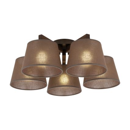 Brilagi - Pinnapealne lühter LATTE 5xE27/60W/230V männipuit/pruun