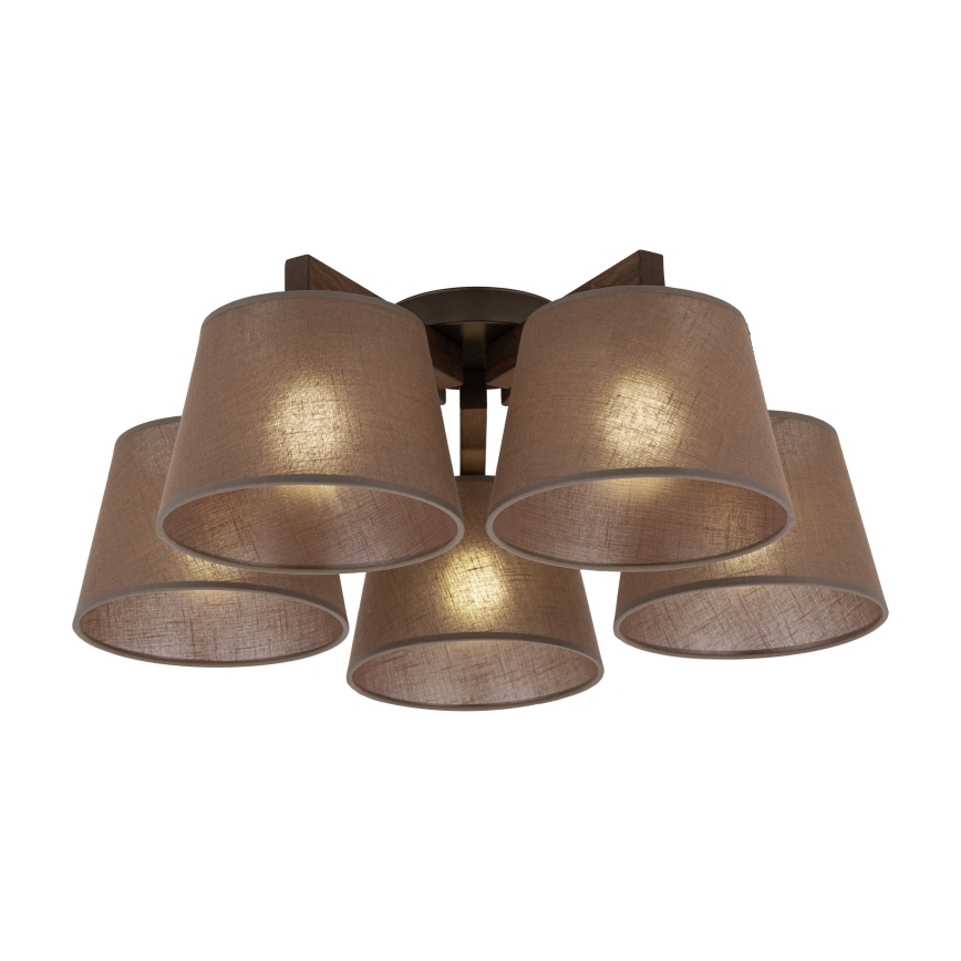 Brilagi - Pinnapealne lühter LATTE 5xE27/60W/230V männipuit/pruun