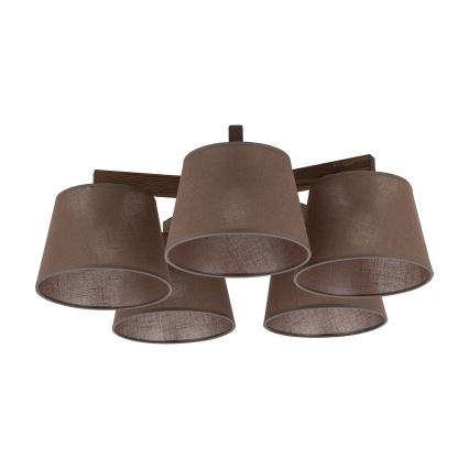 Brilagi - Pinnapealne lühter LATTE 5xE27/60W/230V männipuit/pruun