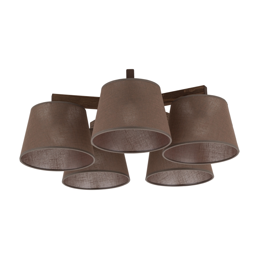 Brilagi - Pinnapealne lühter LATTE 5xE27/60W/230V männipuit/pruun