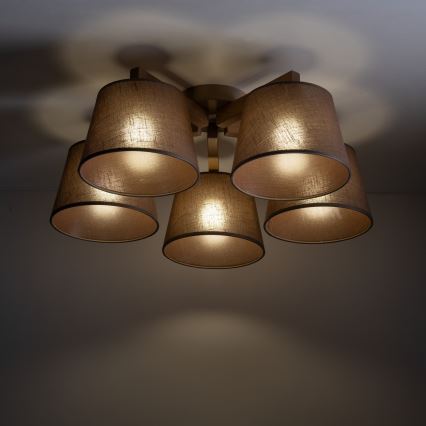 Brilagi - Pinnapealne lühter LATTE SABIA 5xE27/60W/230V mänd/pruun