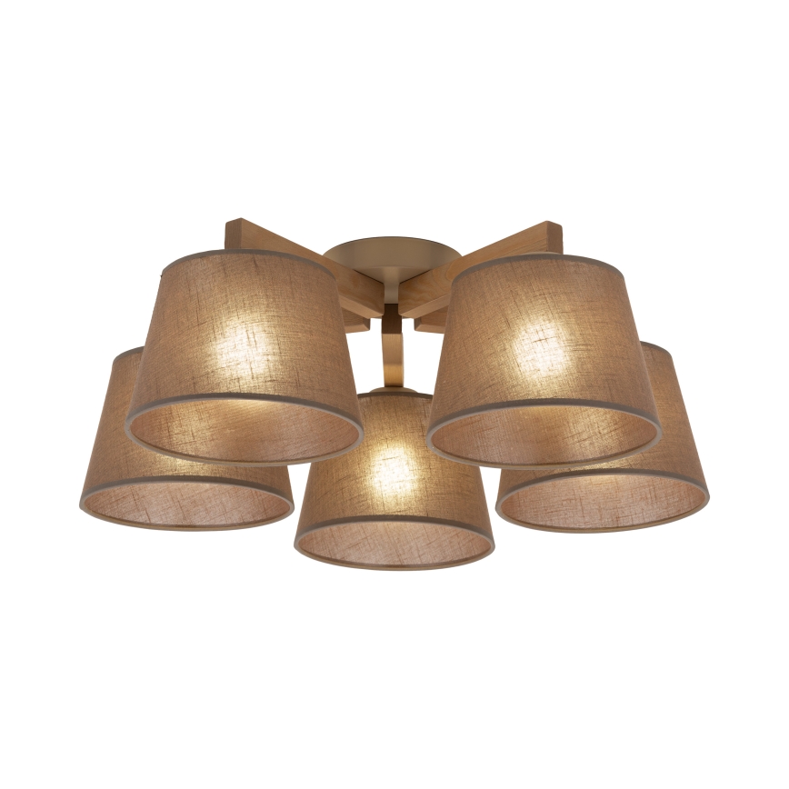 Brilagi - Pinnapealne lühter LATTE SABIA 5xE27/60W/230V mänd/pruun