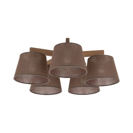Brilagi - Pinnapealne lühter LATTE SABIA 5xE27/60W/230V mänd/pruun