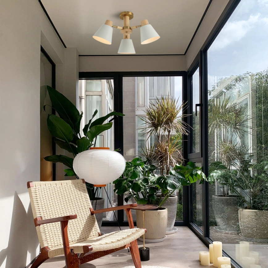 Brilagi - Pinnapealne lühter LUND WOOD 3xE27/40W/230V läbimõõt 50 cm puit