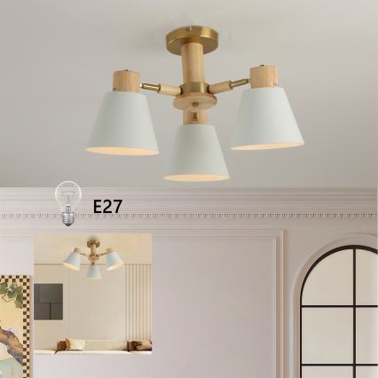 Brilagi - Pinnapealne lühter LUND WOOD 3xE27/40W/230V läbimõõt 50 cm puit