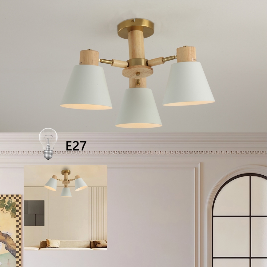 Brilagi - Pinnapealne lühter LUND WOOD 3xE27/40W/230V läbimõõt 50 cm puit