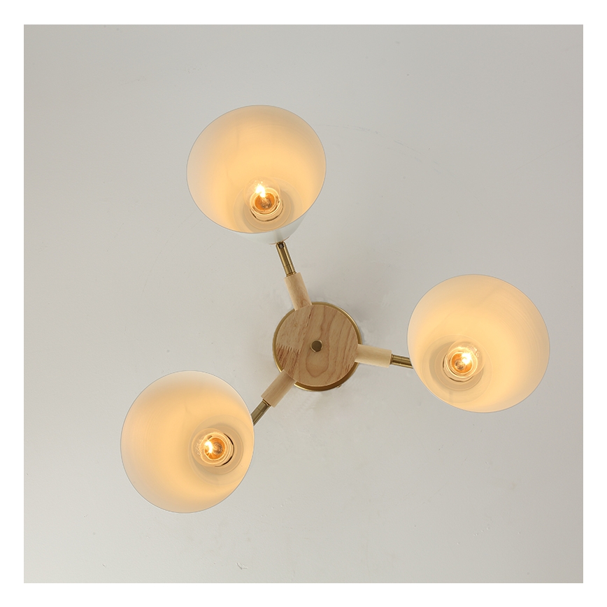 Brilagi - Pinnapealne lühter LUND WOOD 3xE27/40W/230V läbimõõt 50 cm puit