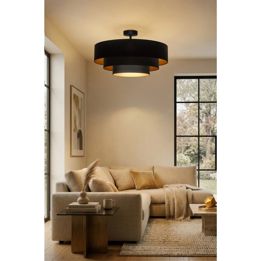 Brilagi - Pinnapealne lühter LUNETA 3xE27/60W/230V, läbimõõt 80 cm, must/kuldne