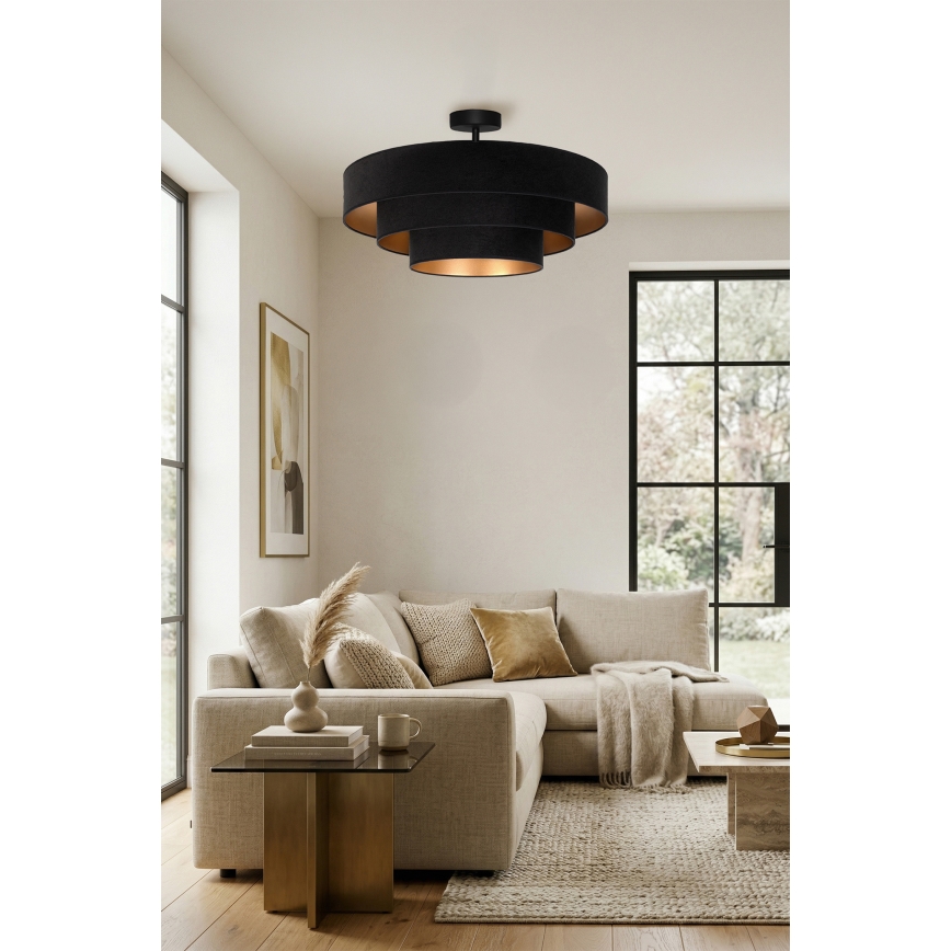 Brilagi - Pinnapealne lühter LUNETA 3xE27/60W/230V, läbimõõt 80 cm, must/kuldne