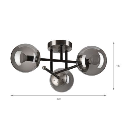 Brilagi - Pinnapealne lühter MALIVA 3xE14/15W/230V mattkroom/suitsune