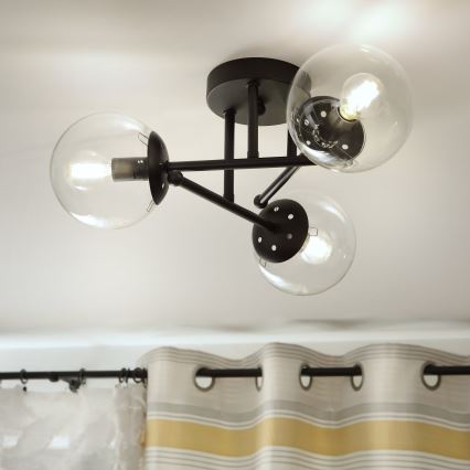 Brilagi - Pinnapealne lühter MALIVA 3xE14/15W/230V must/läbipaistev