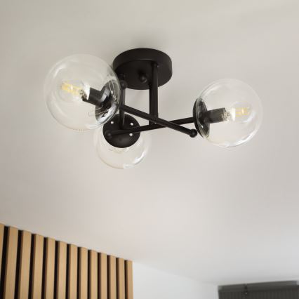 Brilagi - Pinnapealne lühter MALIVA 3xE14/15W/230V must/läbipaistev