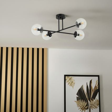 Brilagi - Pinnapealne lühter MALIVA 4xE14/15W/230V must/läbipaistev