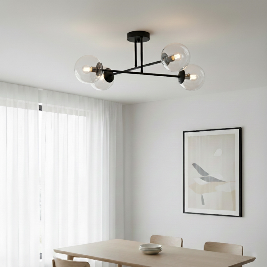 Brilagi - Pinnapealne lühter MALIVA 4xE14/15W/230V must/läbipaistev