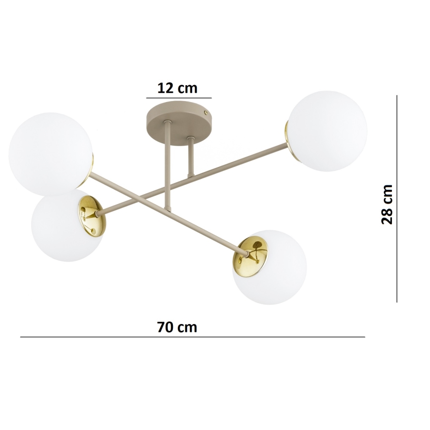Brilagi - Pinnapealne lühter MILO ECRU 4xE27/60W/230V beež/kuldne