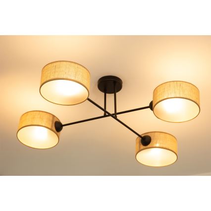 Brilagi - Pinnapealne lühter VIRGO 4xE14/40W/230V beež/must