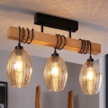 BRILAGI - Pinnapealne lühter WOOD GLASS 3xE27/60W/230V mänd/must/suitsu beež