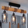 BRILAGI - Pinnapealne lühter WOOD GLASS 3xE27/60W/230V mänd/must/suitsuhall