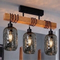 BRILAGI - Pinnapealne lühter WOOD GLASS 3xE27/60W/230V mänd/must/suitsuhall
