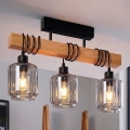 BRILAGI - pinnapealne lühter WOOD GLASS 3xE27/60W/230V männipuit/must/suitsune beež