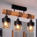 BRILAGI - Pinnapealne lühter WOOD GLASS 3xE27/60W/230V männipuit/must/suitsutatud pruun