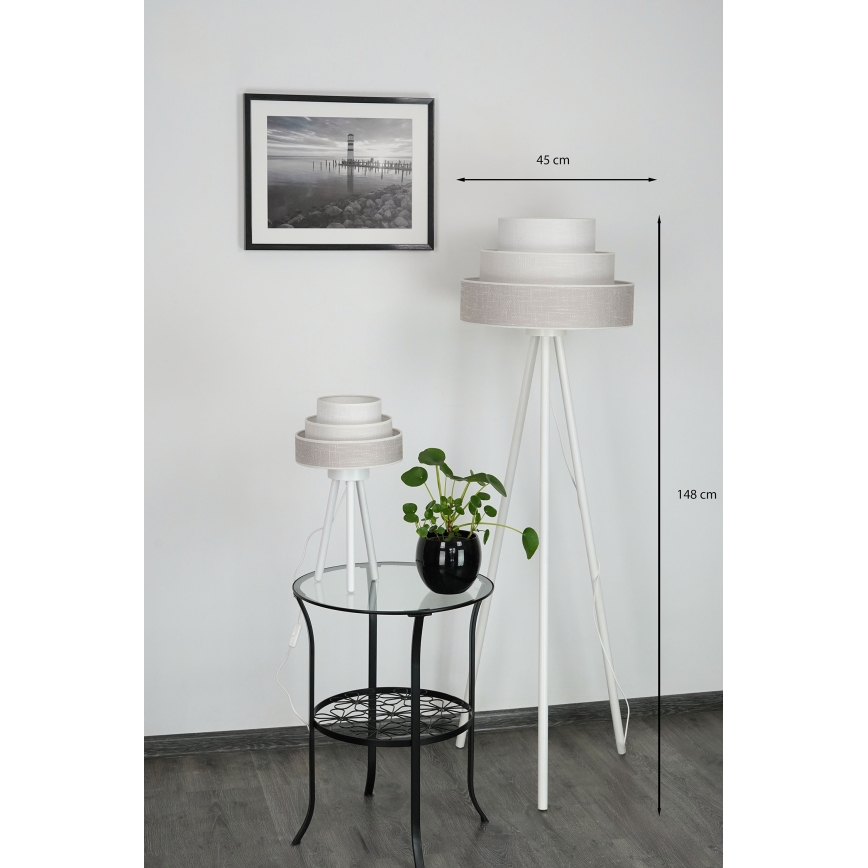 Brilagi - Põrandalamp ALASKA LUNETA 1xE27/15W/230V hall/kreemikas
