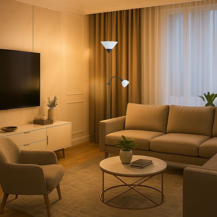 Brilagi - Põrandalamp ARIANA 1xE27/100W/230V + 1xE14/25W must