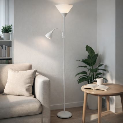 Brilagi - Põrandalamp ARIANA 1xE27/100W/230V + 1xE14/25W valge